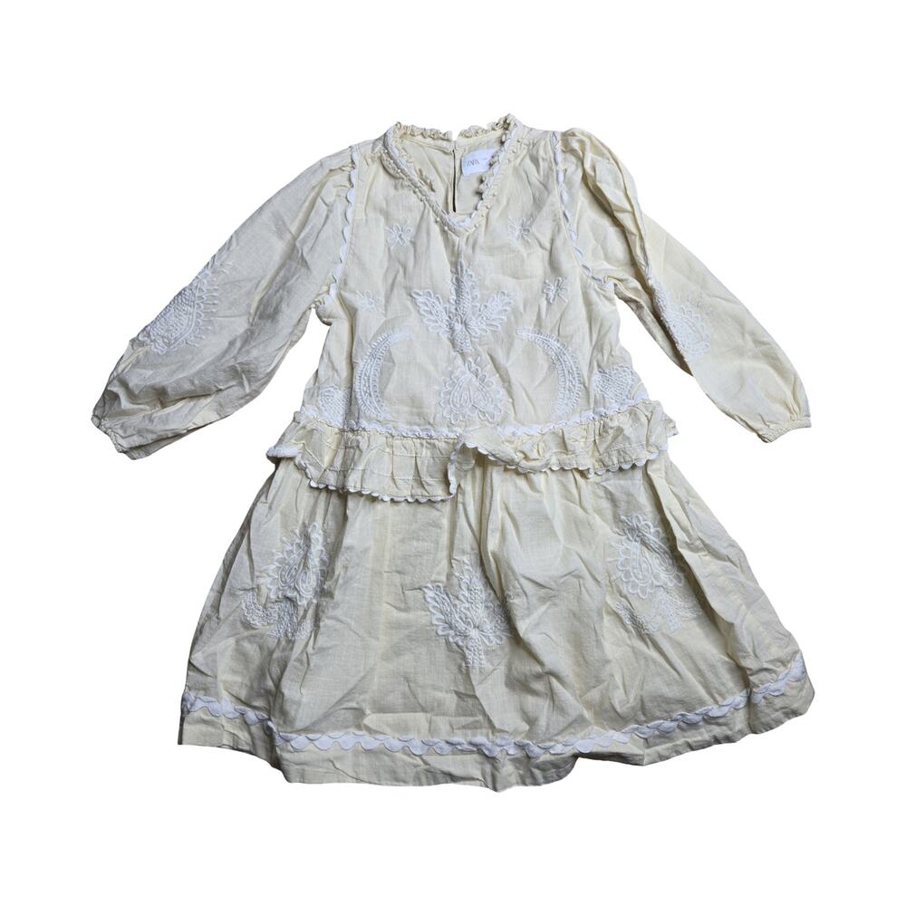 Zara‎ Yellow Girl's Boho Embroidered Dress Size: 6